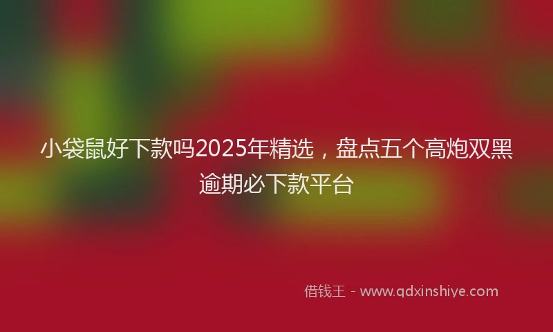 小袋鼠好下款吗2025年精选，盘点五个高炮双黑逾期必下款平台