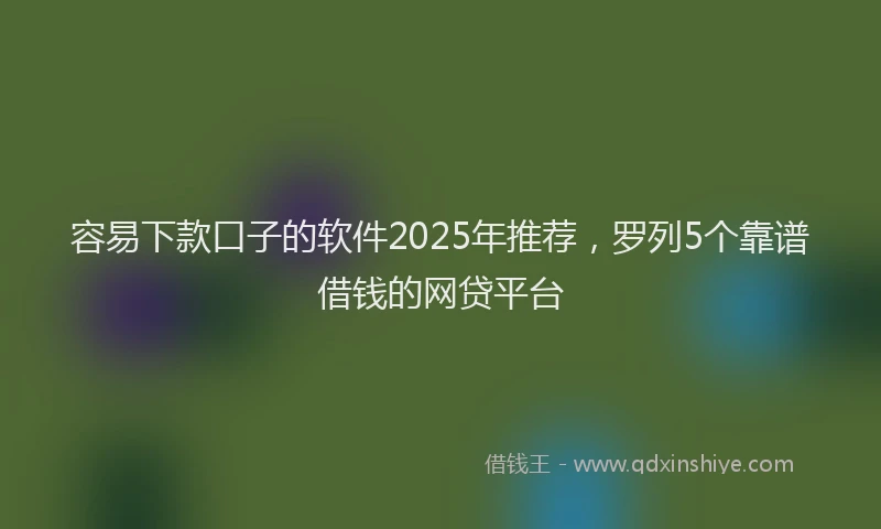 容易下款口子的软件2025年推荐，罗列5个靠谱借钱的网贷平台