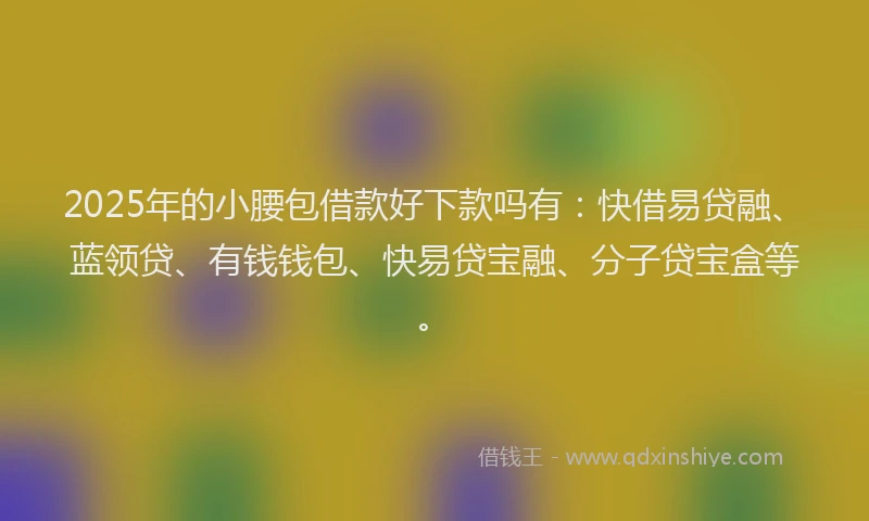 2025年的小腰包借款好下款吗有：快借易贷融、蓝领贷、有钱钱包、快易贷宝融、分子贷宝盒等。