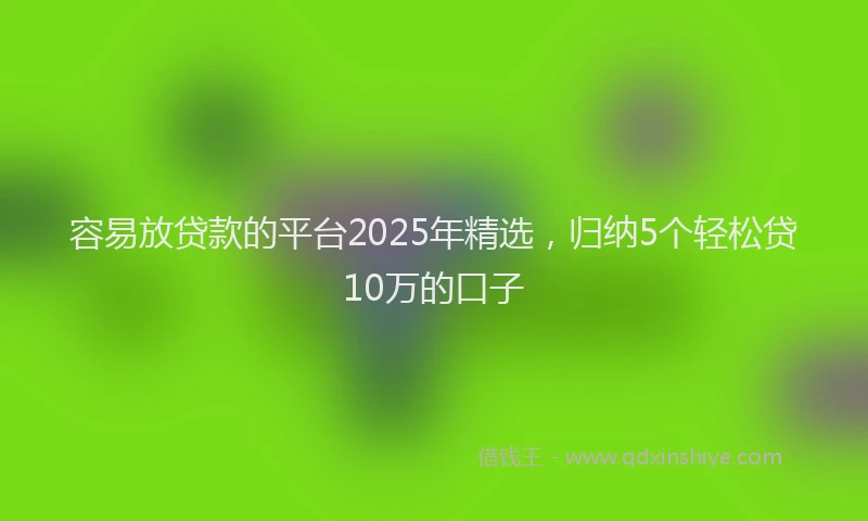 容易放贷款的平台2025年精选，归纳5个轻松贷10万的口子