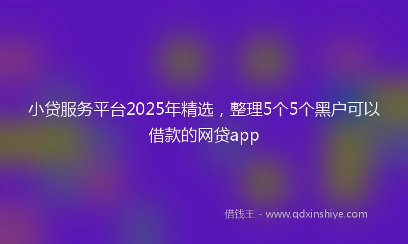 小贷服务平台2025年精选，整理5个5个黑户可以借款的网贷app