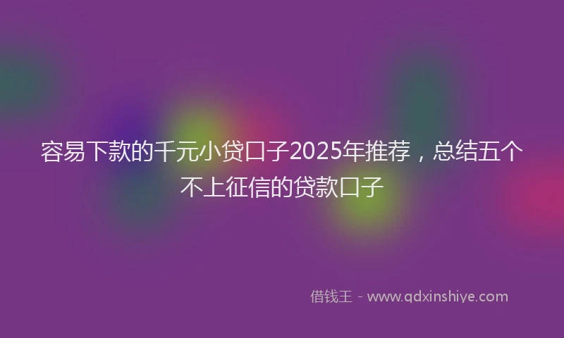 容易下款的千元小贷口子2025年推荐，总结五个不上征信的贷款口子