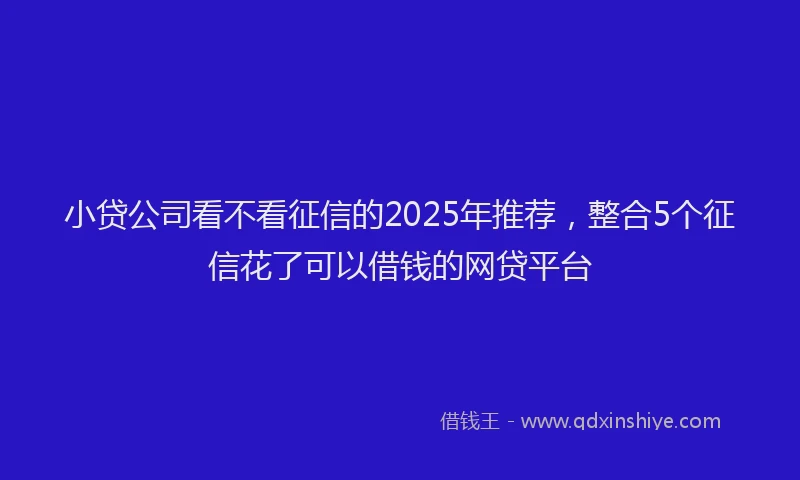 小贷公司看不看征信的2025年推荐，整合5个征信花了可以借钱的网贷平台