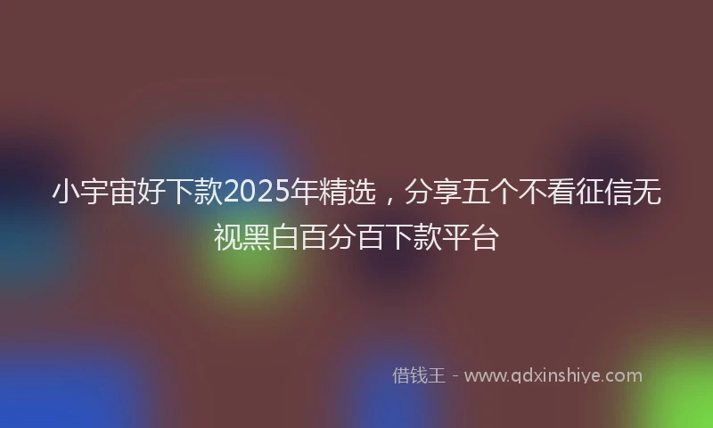 小宇宙好下款2025年精选，分享五个不看征信无视黑白百分百下款平台