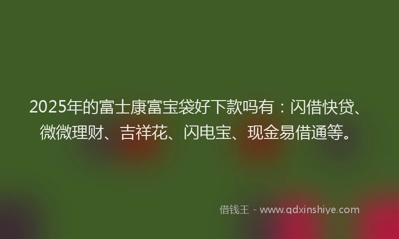 2025年的富士康富宝袋好下款吗有：闪借快贷、微微理财、吉祥花、闪电宝、现金易借通等。