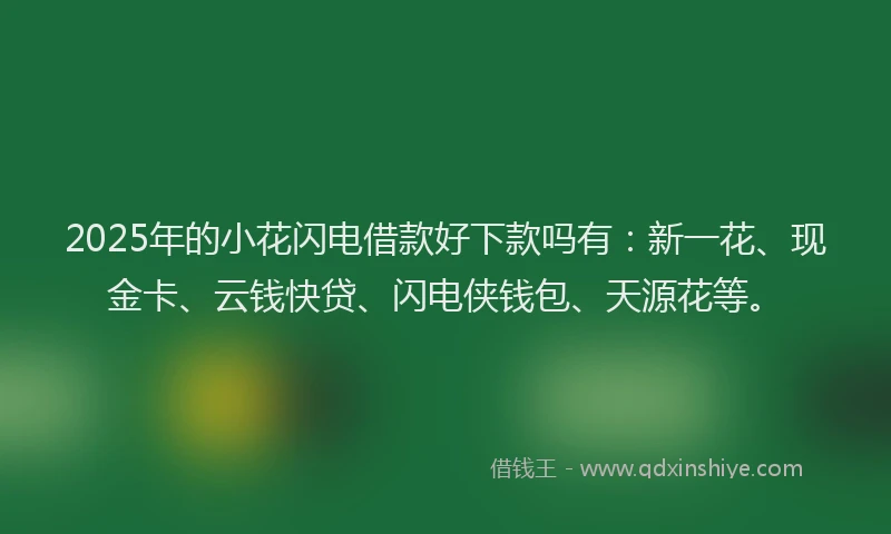 2025年的小花闪电借款好下款吗有：新一花、现金卡、云钱快贷、闪电侠钱包、天源花等。