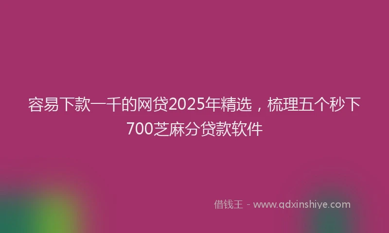 容易下款一千的网贷2025年精选，梳理五个秒下700芝麻分贷款软件