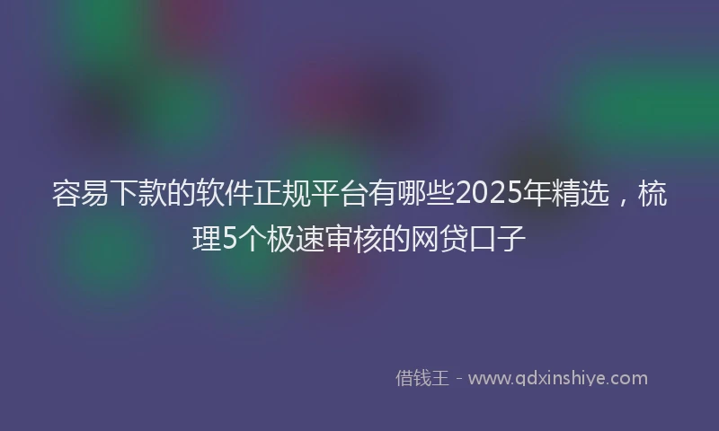 容易下款的软件正规平台有哪些2025年精选，梳理5个极速审核的网贷口子