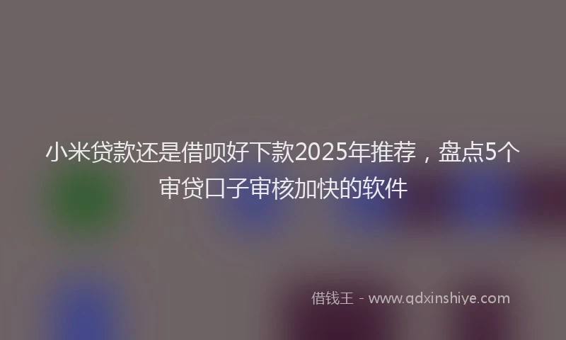 小米贷款还是借呗好下款2025年推荐，盘点5个审贷口子审核加快的软件
