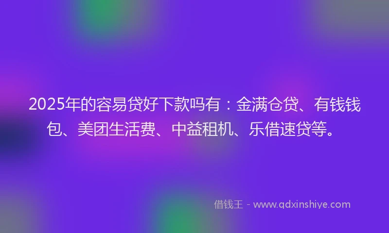 2025年的容易贷好下款吗有：金满仓贷、有钱钱包、美团生活费、中益租机、乐借速贷等。