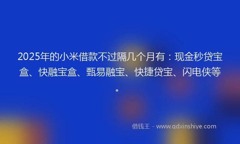 2025年的小米借款不过隔几个月有：现金秒贷宝盒、快融宝盒、甄易融宝、快捷贷宝、闪电侠等。