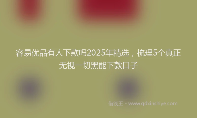 容易优品有人下款吗2025年精选，梳理5个真正无视一切黑能下款口子