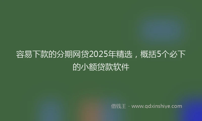 容易下款的分期网贷2025年精选，概括5个必下的小额贷款软件