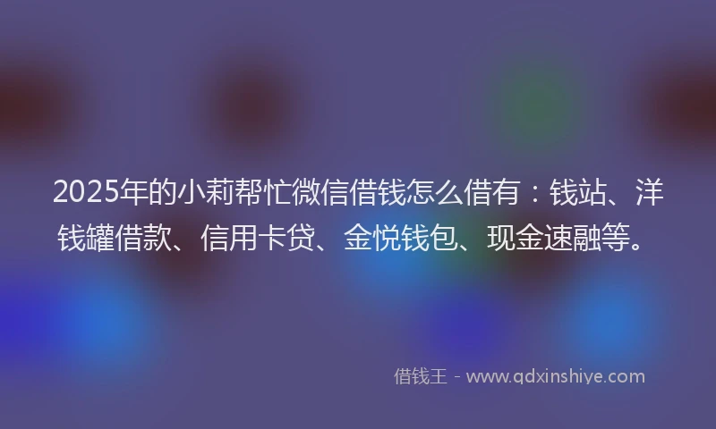 2025年的小莉帮忙微信借钱怎么借有：钱站、洋钱罐借款、信用卡贷、金悦钱包、现金速融等。