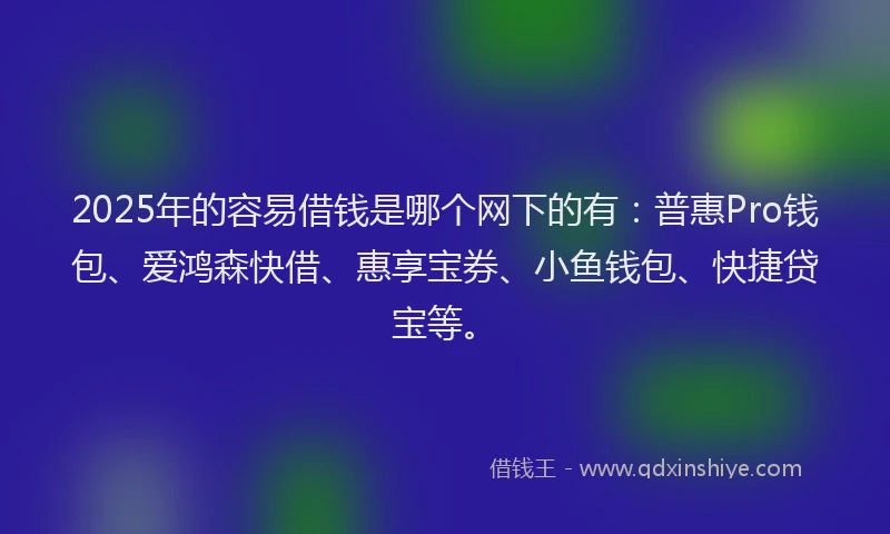 2025年的容易借钱是哪个网下的有：普惠Pro钱包、爱鸿森快借、惠享宝券、小鱼钱包、快捷贷宝等。