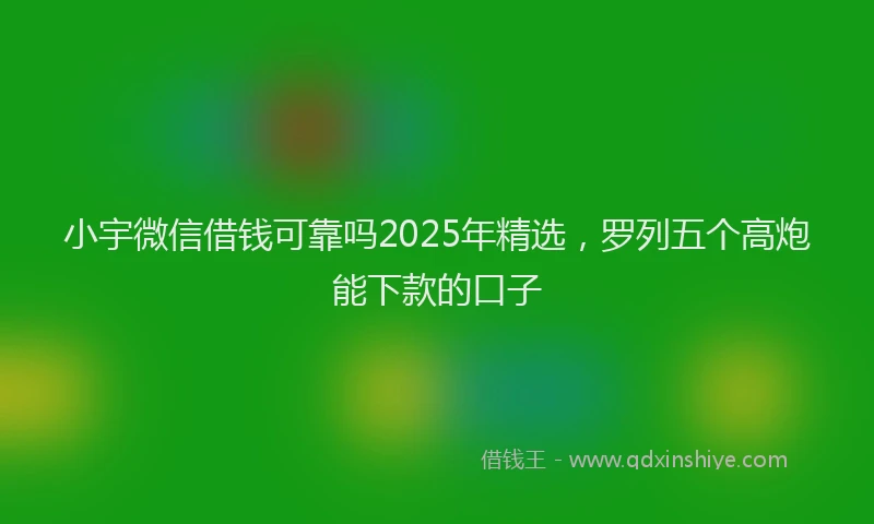 小宇微信借钱可靠吗2025年精选，罗列五个高炮能下款的口子