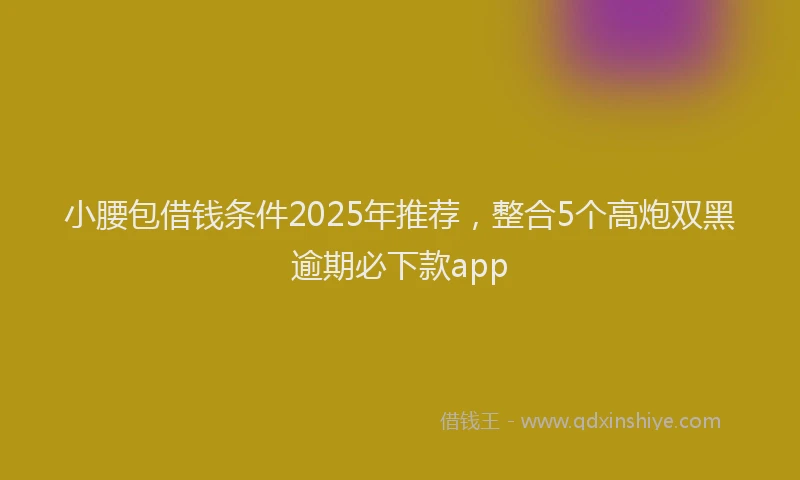 小腰包借钱条件2025年推荐，整合5个高炮双黑逾期必下款app