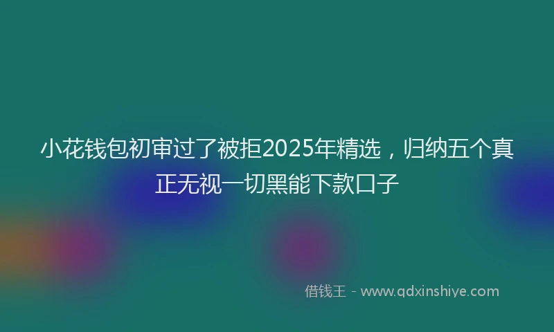 小花钱包初审过了被拒2025年精选，归纳五个真正无视一切黑能下款口子