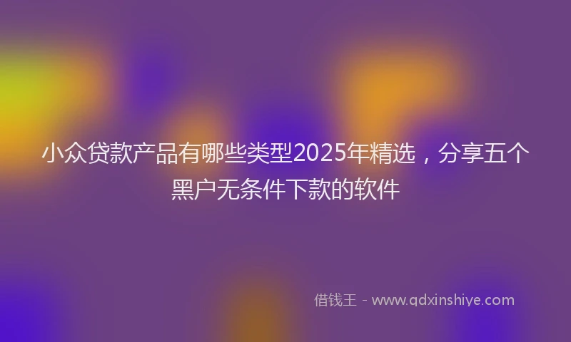小众贷款产品有哪些类型2025年精选，分享五个黑户无条件下款的软件