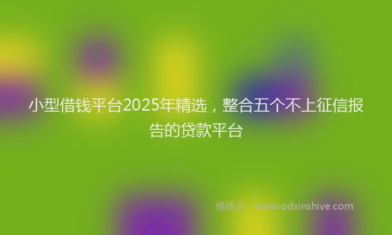 小型借钱平台2025年精选，整合五个不上征信报告的贷款平台