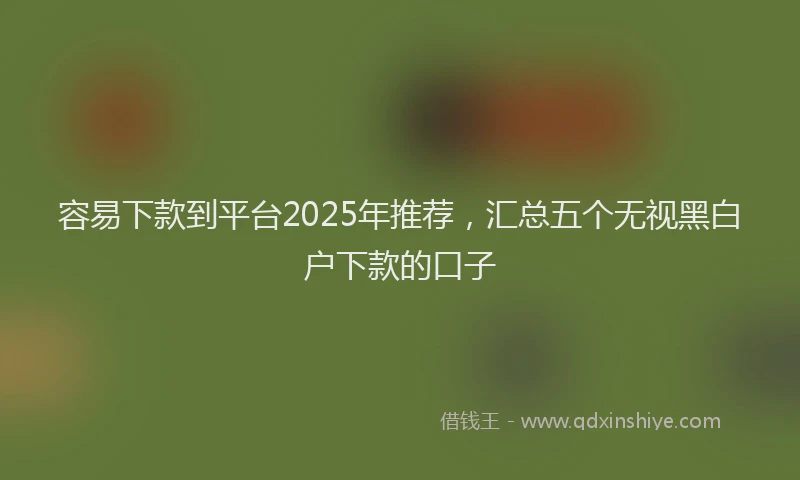 容易下款到平台2025年推荐，汇总五个无视黑白户下款的口子