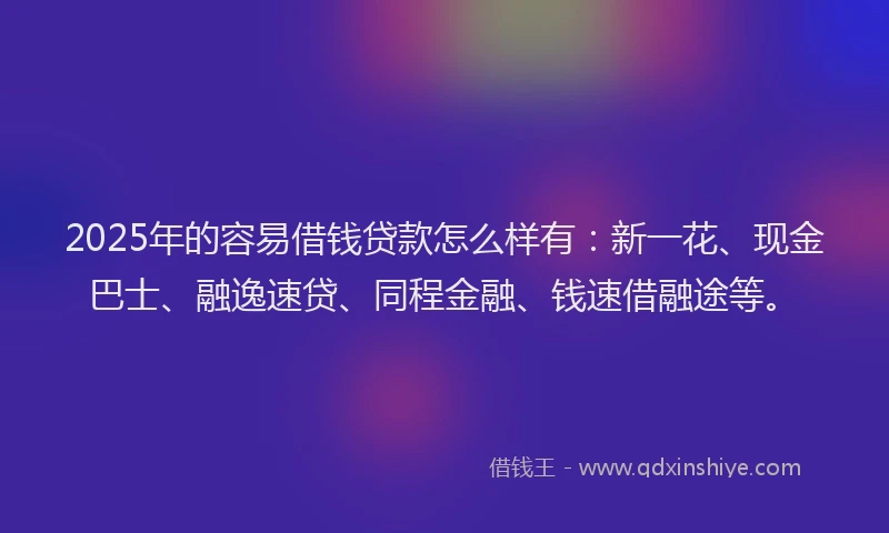 2025年的容易借钱贷款怎么样有：新一花、现金巴士、融逸速贷、同程金融、钱速借融途等。