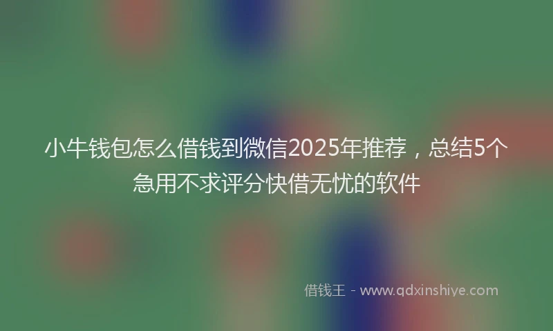 小牛钱包怎么借钱到微信2025年推荐，总结5个急用不求评分快借无忧的软件
