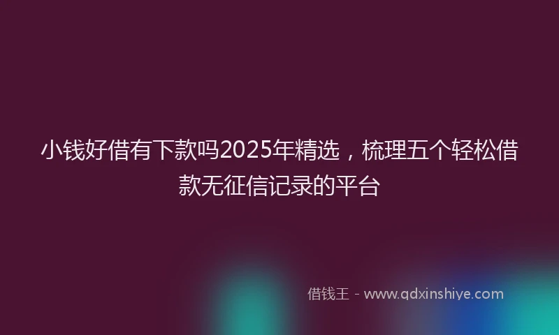 小钱好借有下款吗2025年精选，梳理五个轻松借款无征信记录的平台