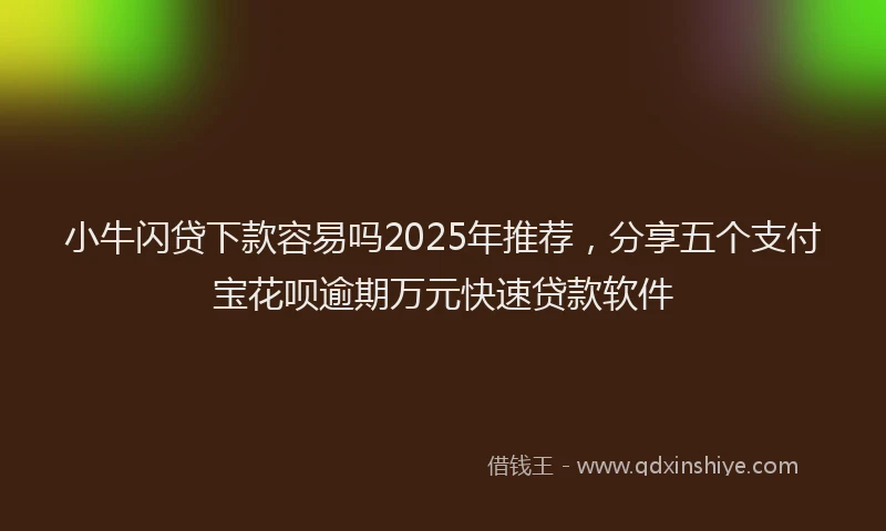 小牛闪贷下款容易吗2025年推荐，分享五个支付宝花呗逾期万元快速贷款软件