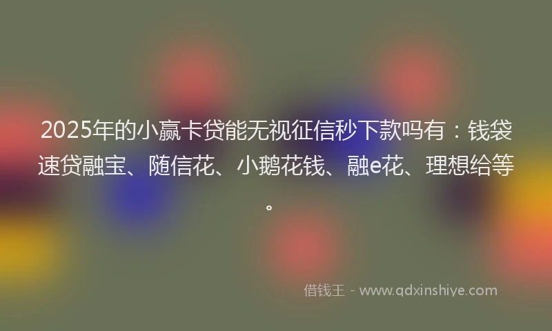 2025年的小赢卡贷能无视征信秒下款吗有：钱袋速贷融宝、随信花、小鹅花钱、融e花、理想给等。