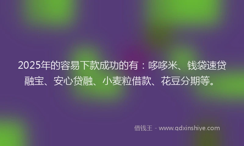 2025年的容易下款成功的有：哆哆米、钱袋速贷融宝、安心贷融、小麦粒借款、花豆分期等。