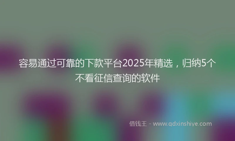 容易通过可靠的下款平台2025年精选，归纳5个不看征信查询的软件