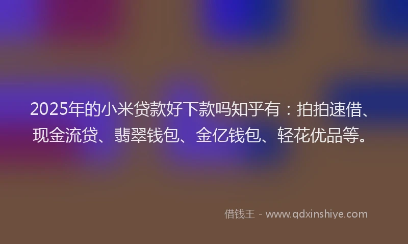 2025年的小米贷款好下款吗知乎有：拍拍速借、现金流贷、翡翠钱包、金亿钱包、轻花优品等。