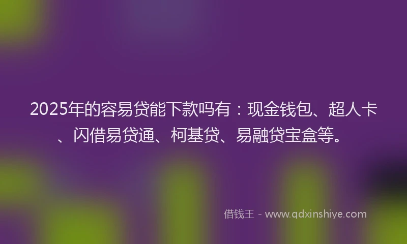 2025年的容易贷能下款吗有：现金钱包、超人卡、闪借易贷通、柯基贷、易融贷宝盒等。