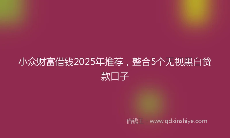 小众财富借钱2025年推荐，整合5个无视黑白贷款口子