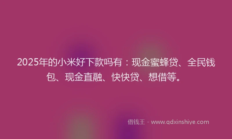 2025年的小米好下款吗有：现金蜜蜂贷、全民钱包、现金直融、快快贷、想借等。