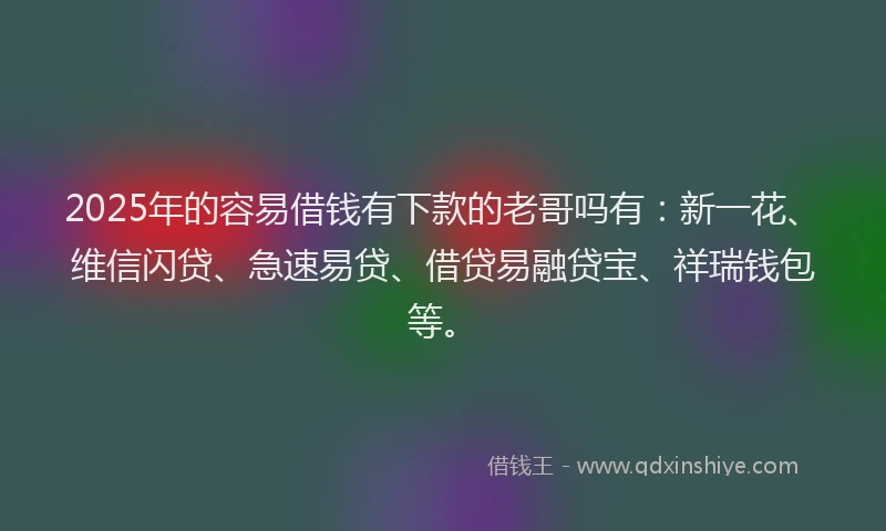 2025年的容易借钱有下款的老哥吗有：新一花、维信闪贷、急速易贷、借贷易融贷宝、祥瑞钱包等。