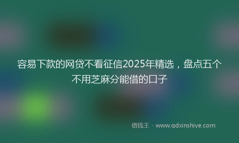 容易下款的网贷不看征信2025年精选，盘点五个不用芝麻分能借的口子