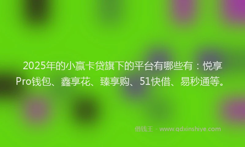 2025年的小赢卡贷旗下的平台有哪些有：悦享Pro钱包、鑫享花、臻享购、51快借、易秒通等。