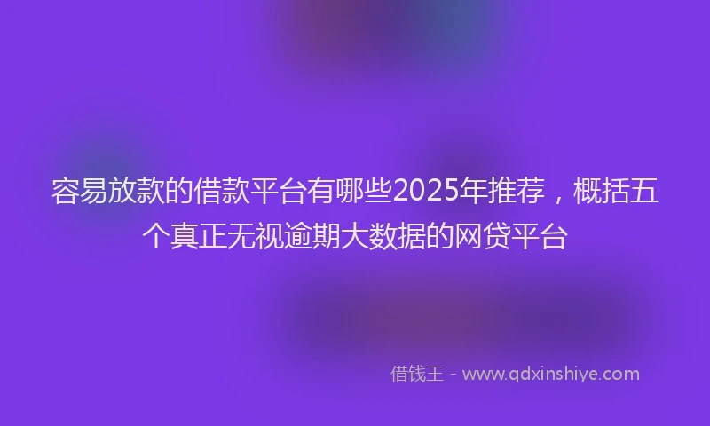 容易放款的借款平台有哪些2025年推荐，概括五个真正无视逾期大数据的网贷平台