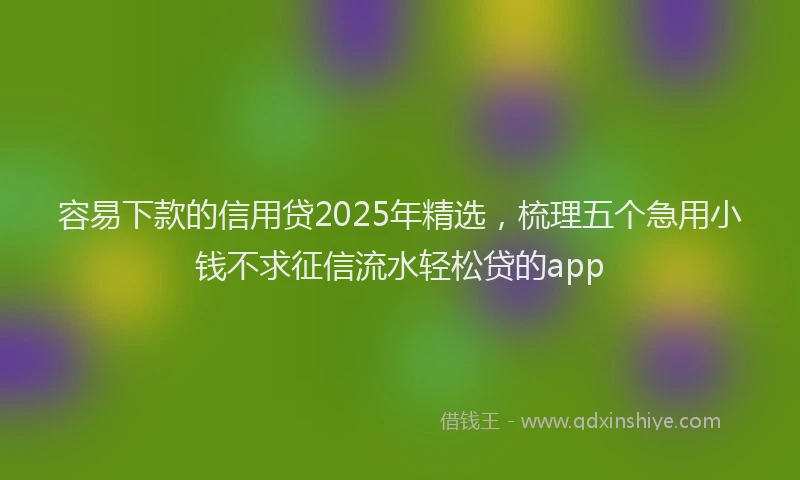 容易下款的信用贷2025年精选，梳理五个急用小钱不求征信流水轻松贷的app