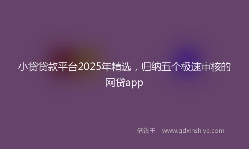 小贷贷款平台2025年精选，归纳五个极速审核的网贷app