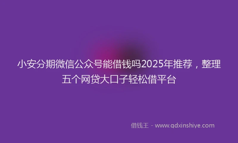 小安分期微信公众号能借钱吗2025年推荐，整理五个网贷大口子轻松借平台