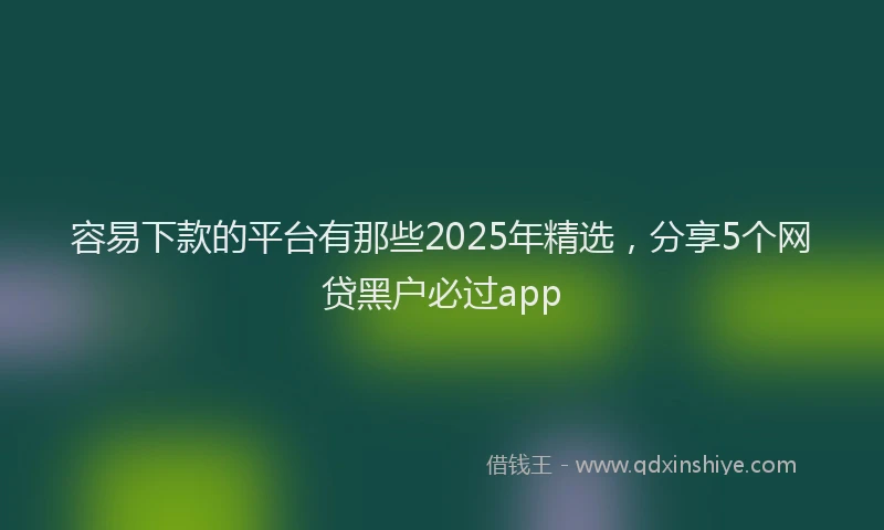容易下款的平台有那些2025年精选，分享5个网贷黑户必过app