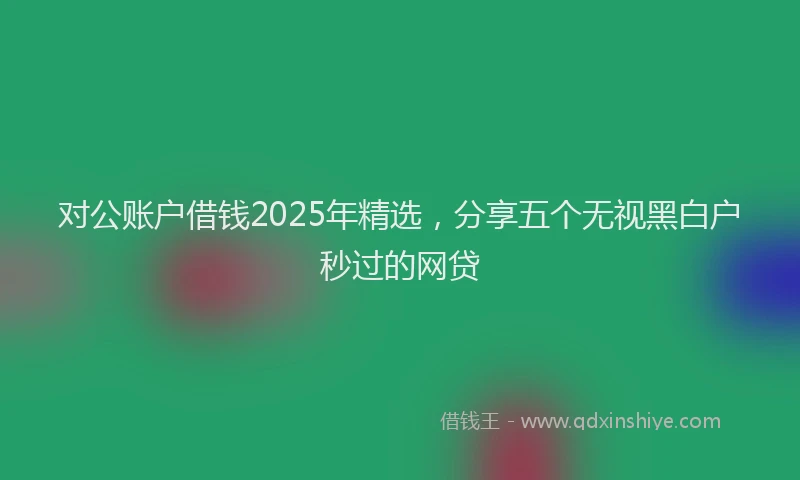 对公账户借钱2025年精选，分享五个无视黑白户秒过的网贷