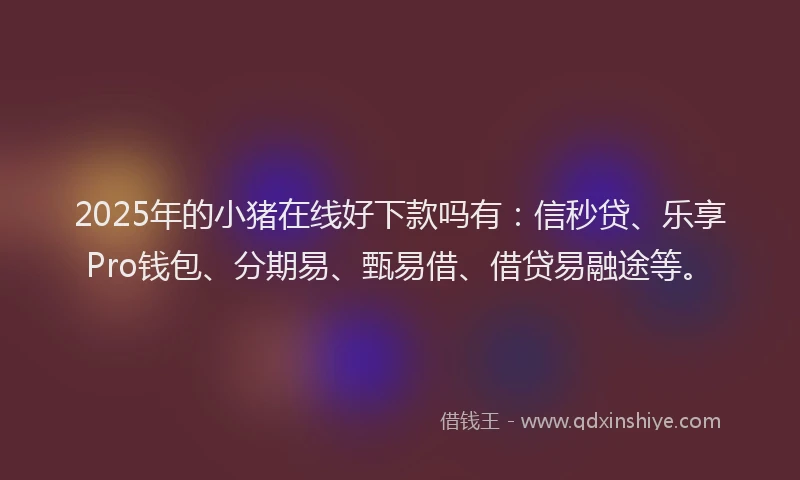 2025年的小猪在线好下款吗有：信秒贷、乐享Pro钱包、分期易、甄易借、借贷易融途等。