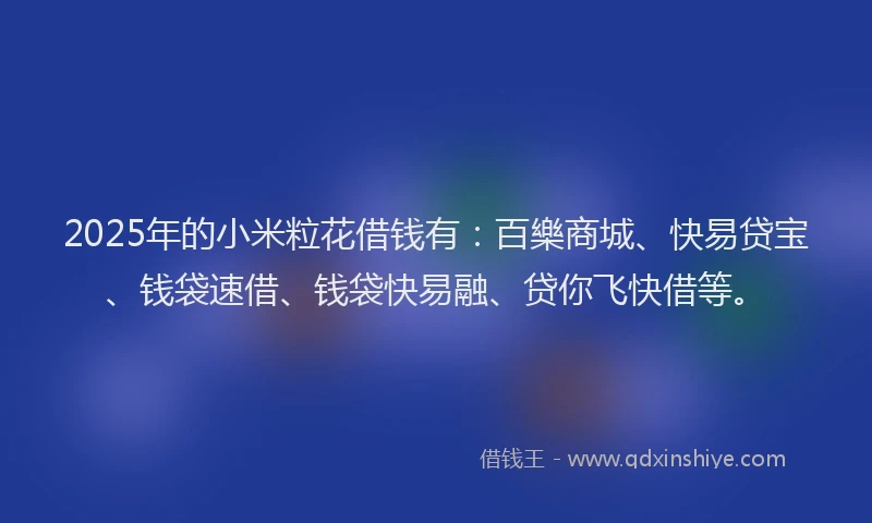 2025年的小米粒花借钱有：百樂商城、快易贷宝、钱袋速借、钱袋快易融、贷你飞快借等。