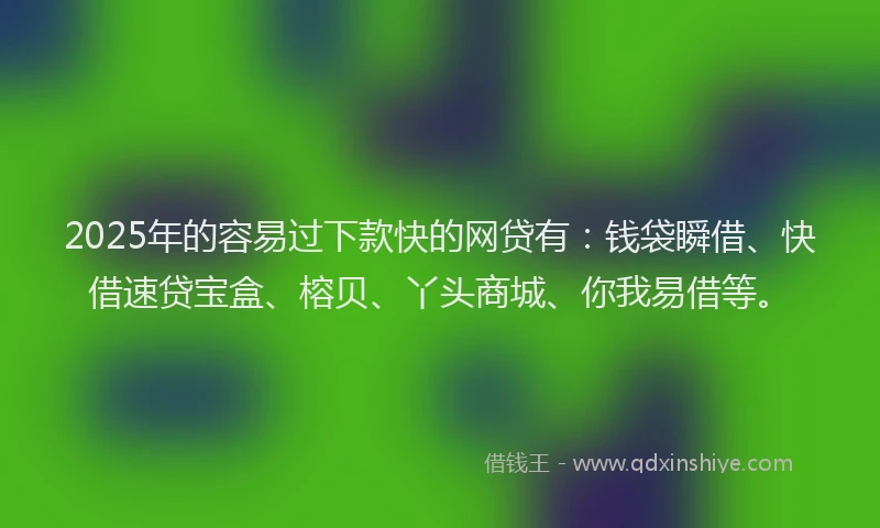 2025年的容易过下款快的网贷有：钱袋瞬借、快借速贷宝盒、榕贝、丫头商城、你我易借等。