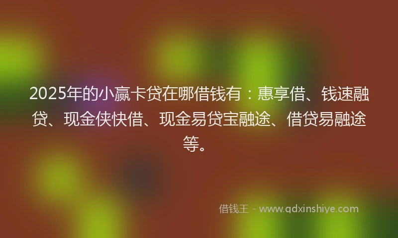 2025年的小赢卡贷在哪借钱有：惠享借、钱速融贷、现金侠快借、现金易贷宝融途、借贷易融途等。