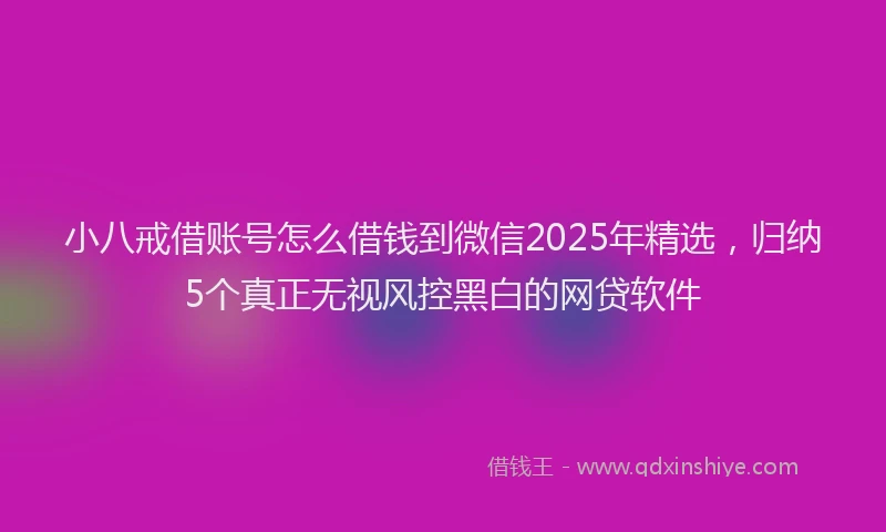 小八戒借账号怎么借钱到微信2025年精选，归纳5个真正无视风控黑白的网贷软件